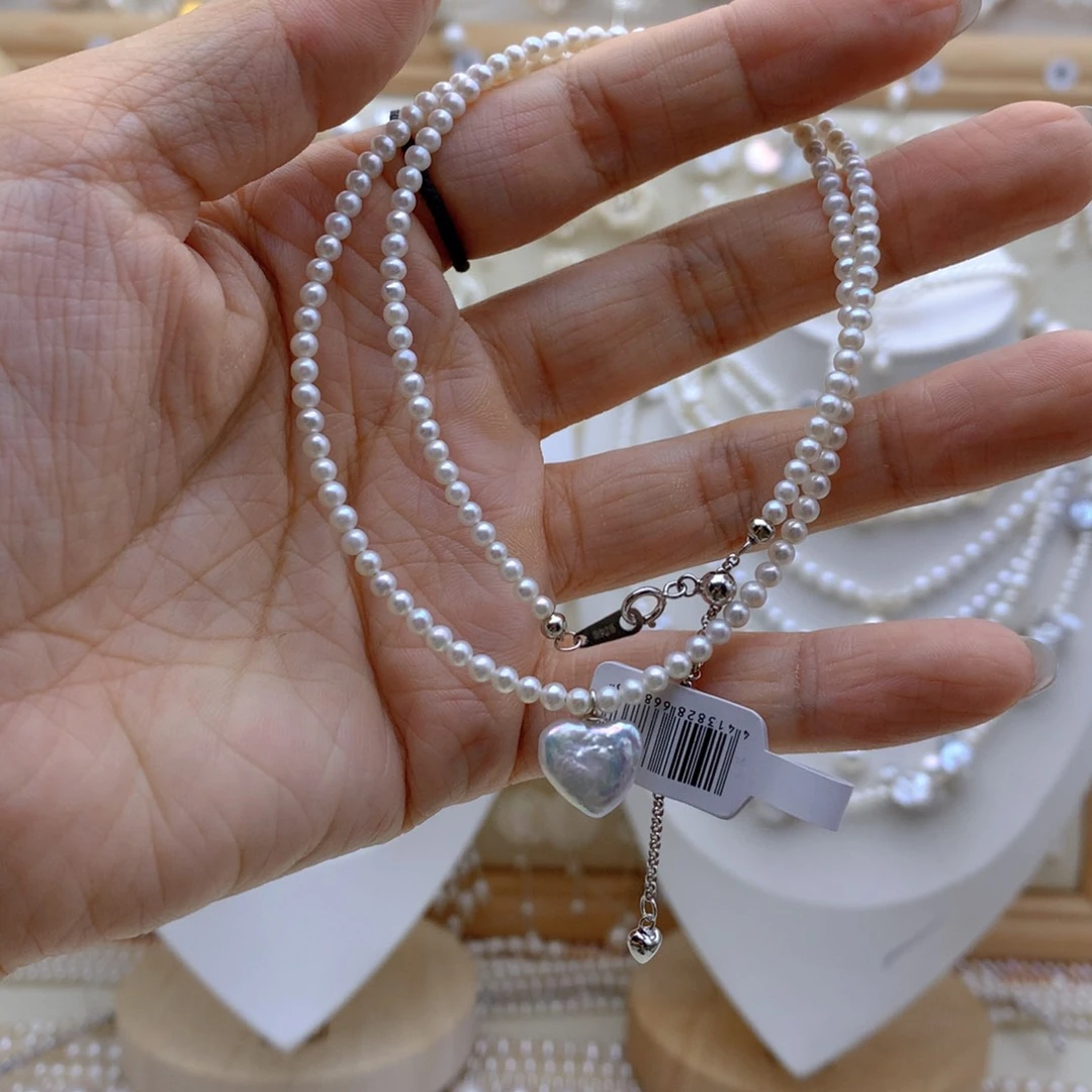 淡水珍珠银S925镶嵌项链