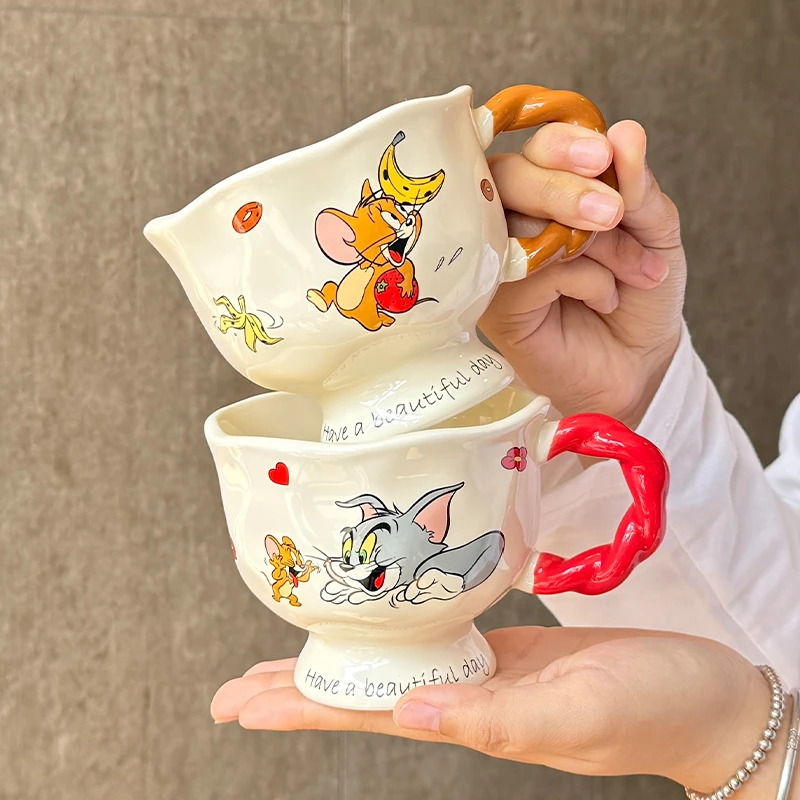 可爱陶瓷马克杯猫和老鼠情侣水杯子办公室家用牛奶咖啡杯生日礼物