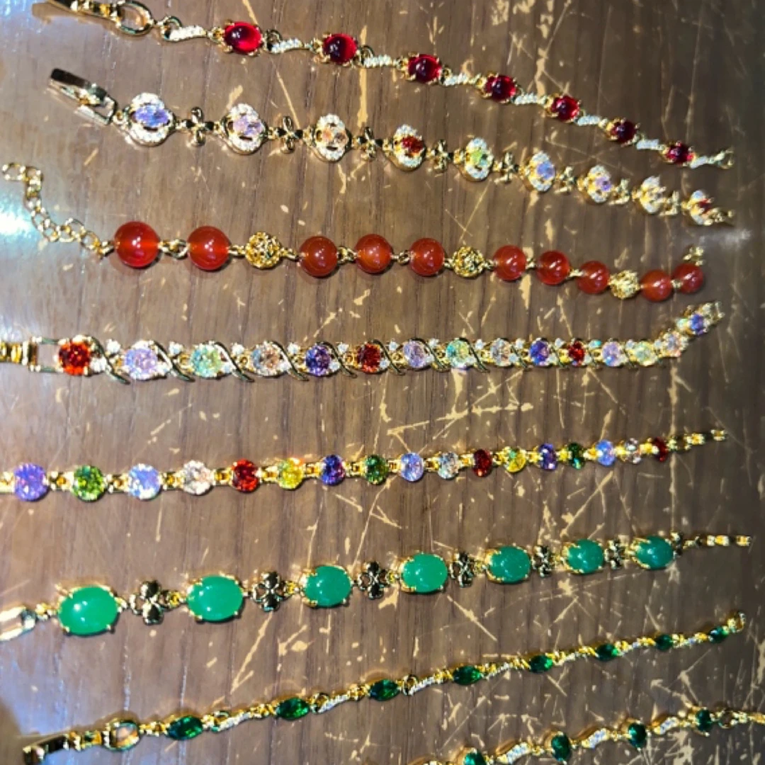 铜合金锆石手链 保色金色精美手链