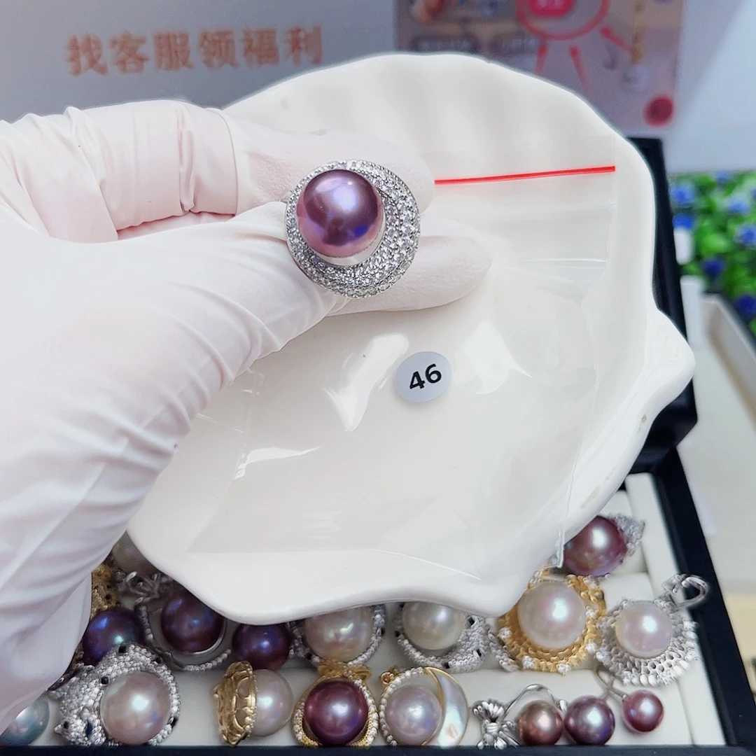 银S925镶嵌淡水珍珠耳饰