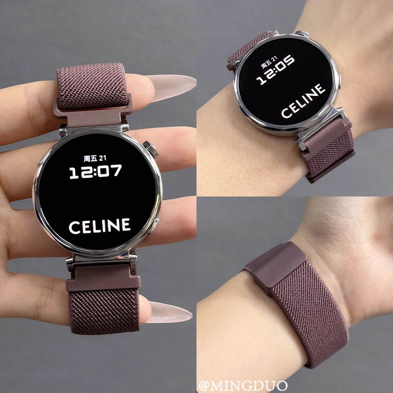 鸣铎烟紫回环磁吸适用华为GT5表带watch4/3手表GT4尼龙FIT3/2女款