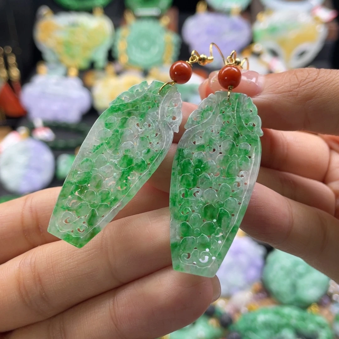 翡翠未镶嵌耳饰代编织