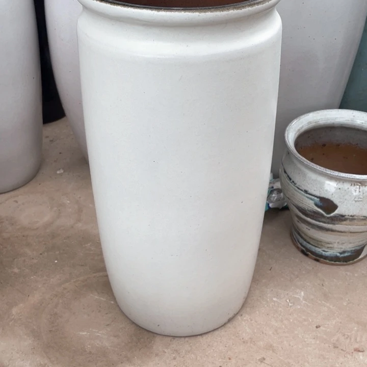 紫砂花盆42×20瑕白色