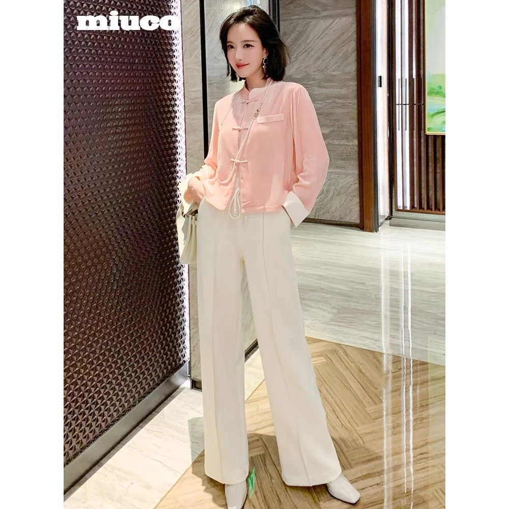 KIKI严选：2082-欧洲站秋冬季新款宽松显瘦直腰绳系带阔腿裤