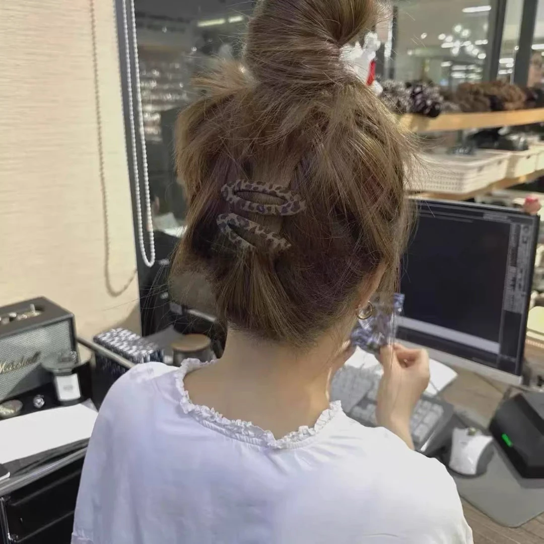 E5123美拉德秋冬豹纹bb夹女前额碎发刘海夹侧耳边夹发饰秋冬时髦