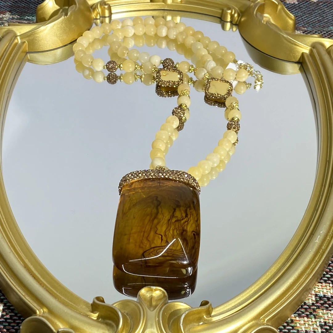 铜合金合成锆石项链 TTSD 黄色时尚潮流百搭款毛衣链 259