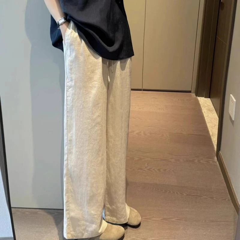 夏季韩版显瘦阔腿裤梧桐裤直筒裤女垂感慵懒松弛感裤子宽松休闲裤