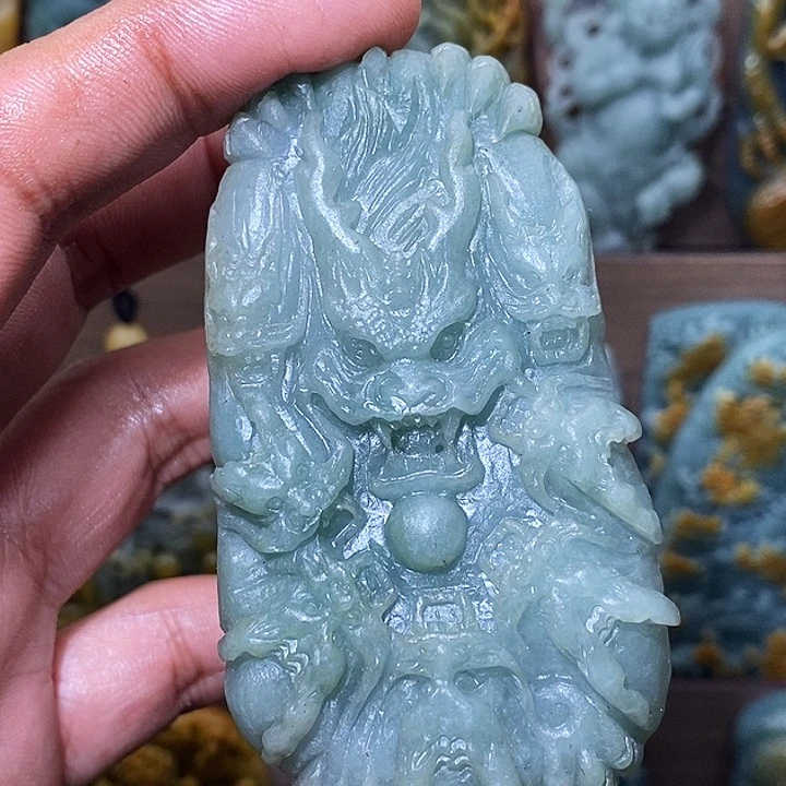 定制翡翠未镶嵌九龙 龙牌抛光3天