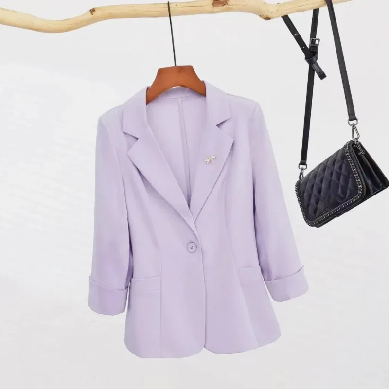 605-5宽松新款百搭通勤韩版西装气质轻奢休闲职业时尚修身薄款