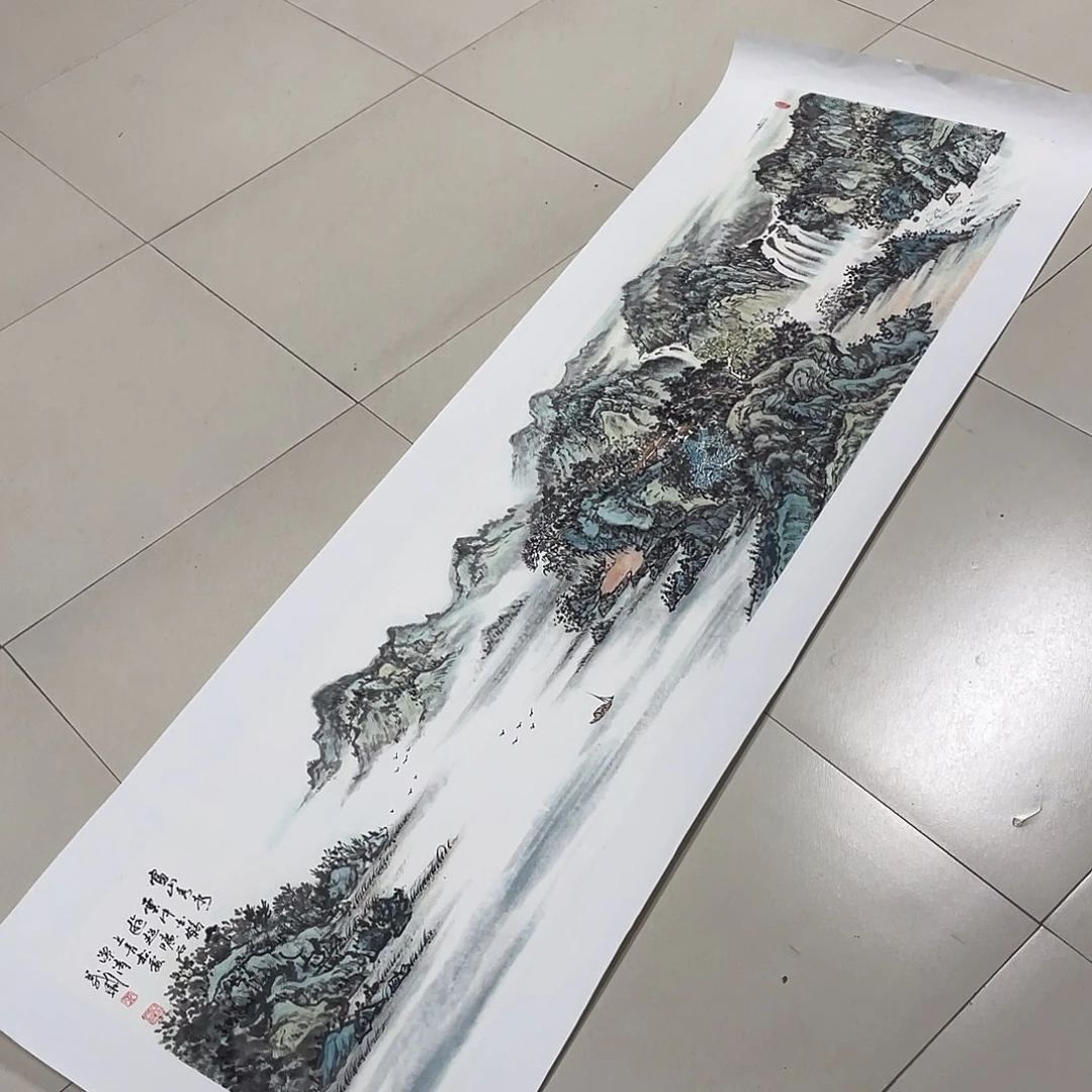 国画六尺对开180.50画芯 捡漏