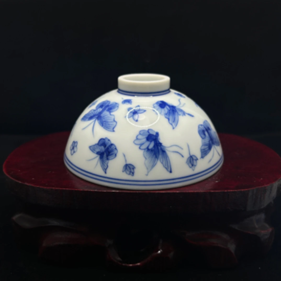 手工手绘蝶恋花碗型杯