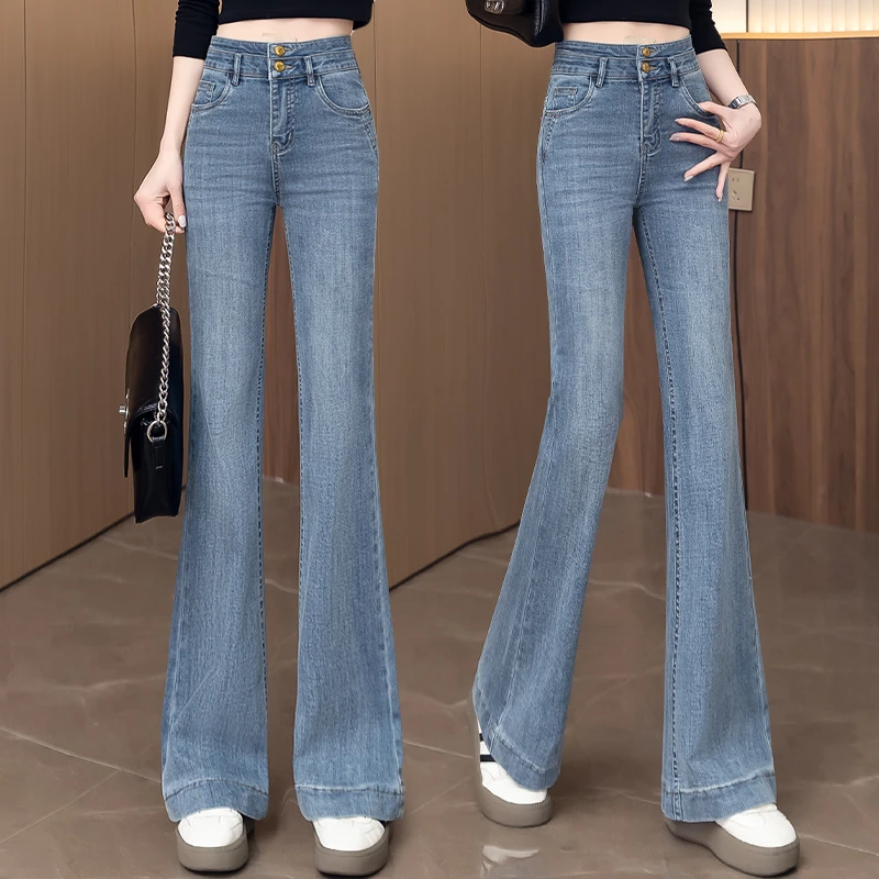 微喇牛仔裤女2025春夏新款流行爆款复古小个子裤子高腰显瘦喇叭裤
