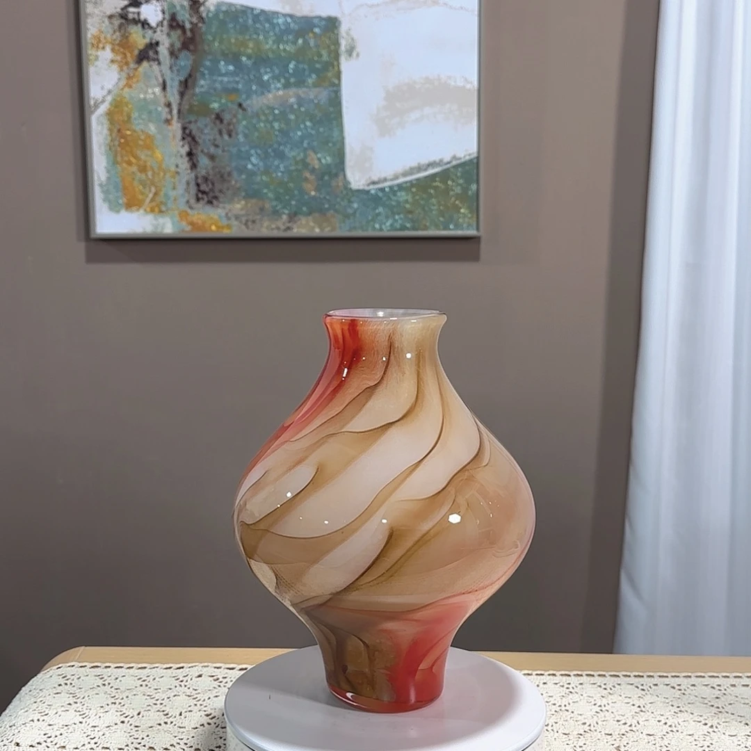 琉璃红色系手工琉璃花瓶