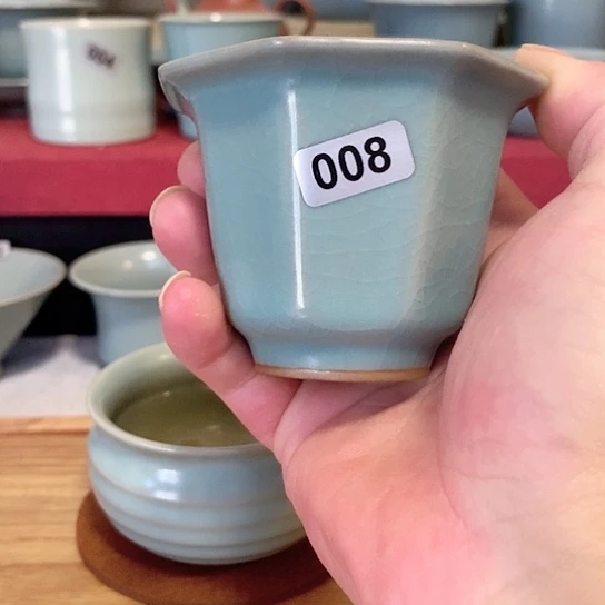 汝官窑釉色，八方杯，