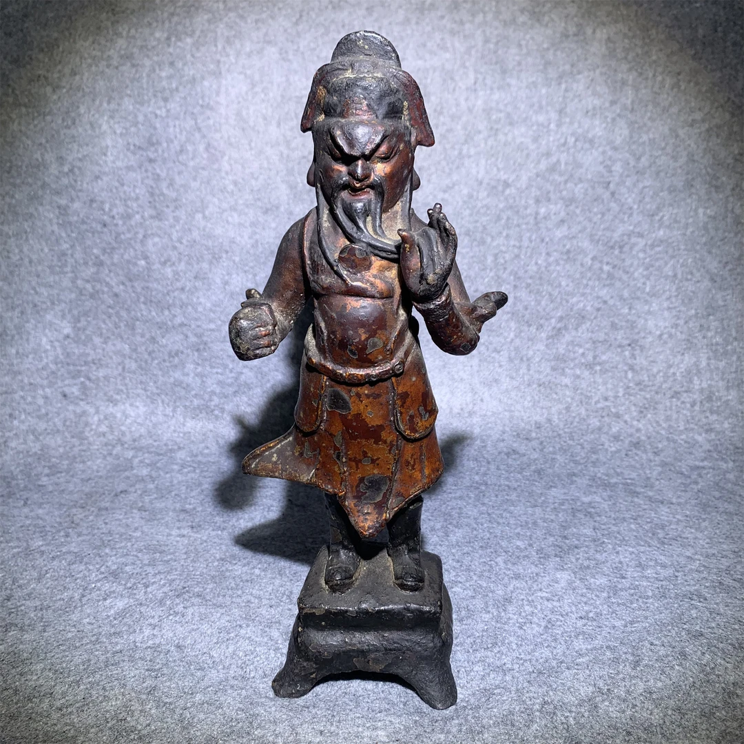 明代漆金关公铜造像/山东省传承文物商店库出010602