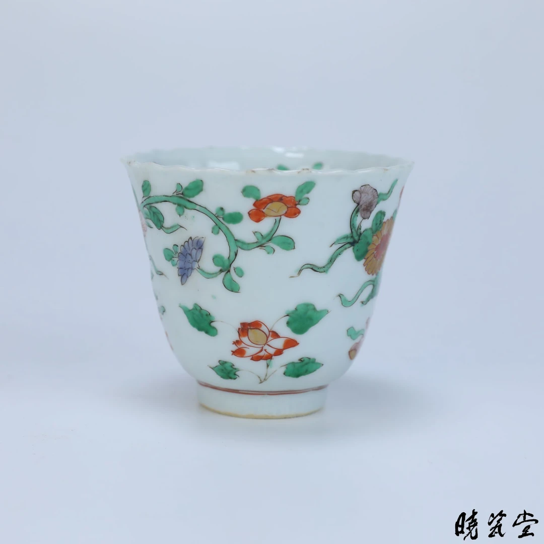 【晓瓷堂】五彩描金八宝纹花卉杯 QT250629