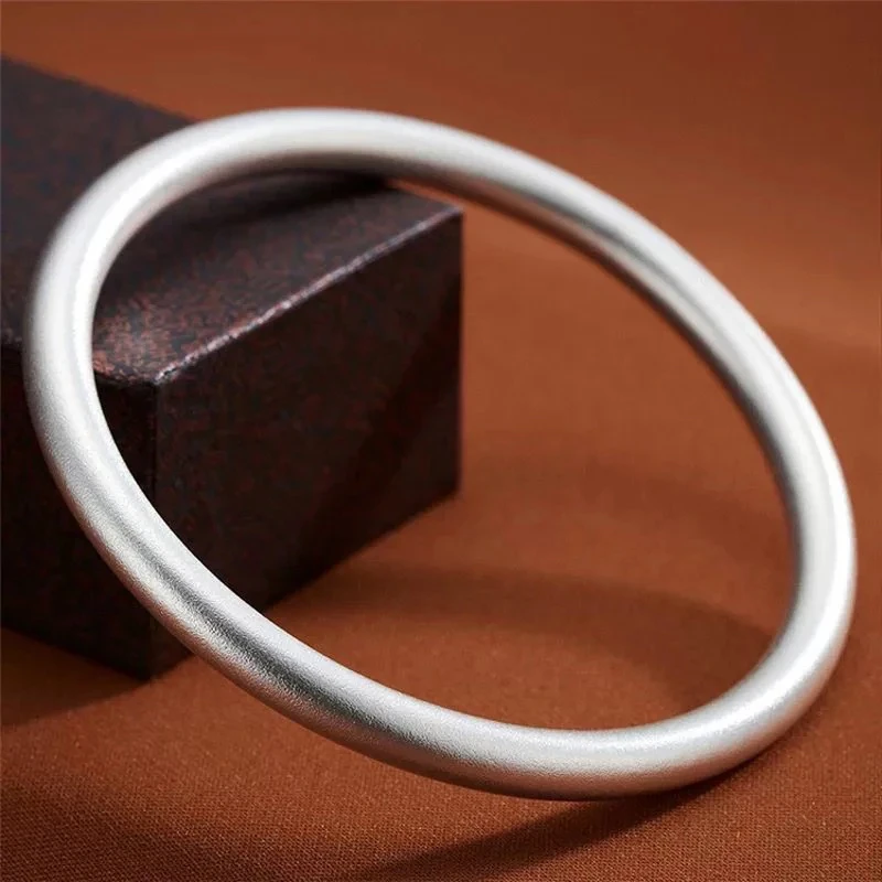 足银手镯 999.9【9】30g 时尚传承古法哑光简约经典女素圈气质手镯