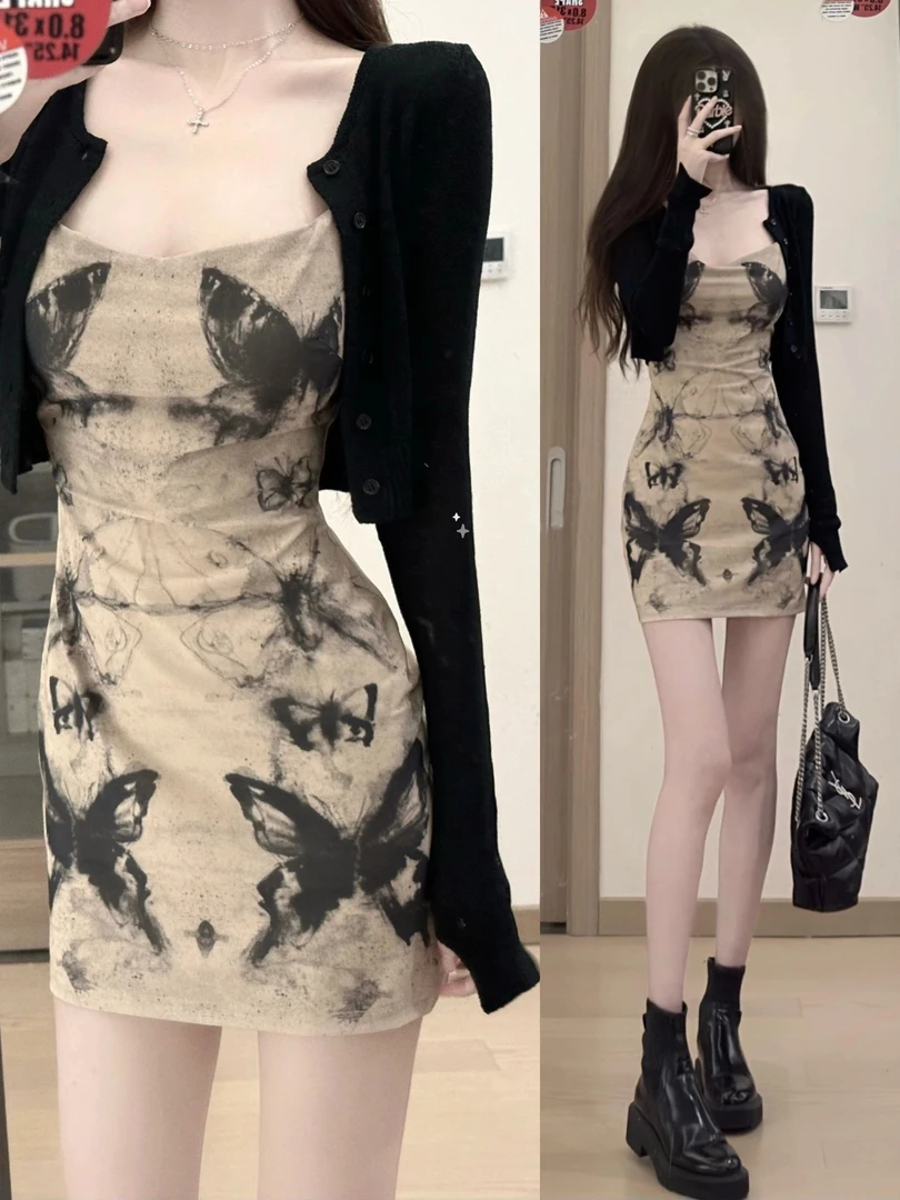 甜辣御姐轻熟风连衣裙女秋季泰兰德茶系穿搭开衫吊带裙两件套装秋