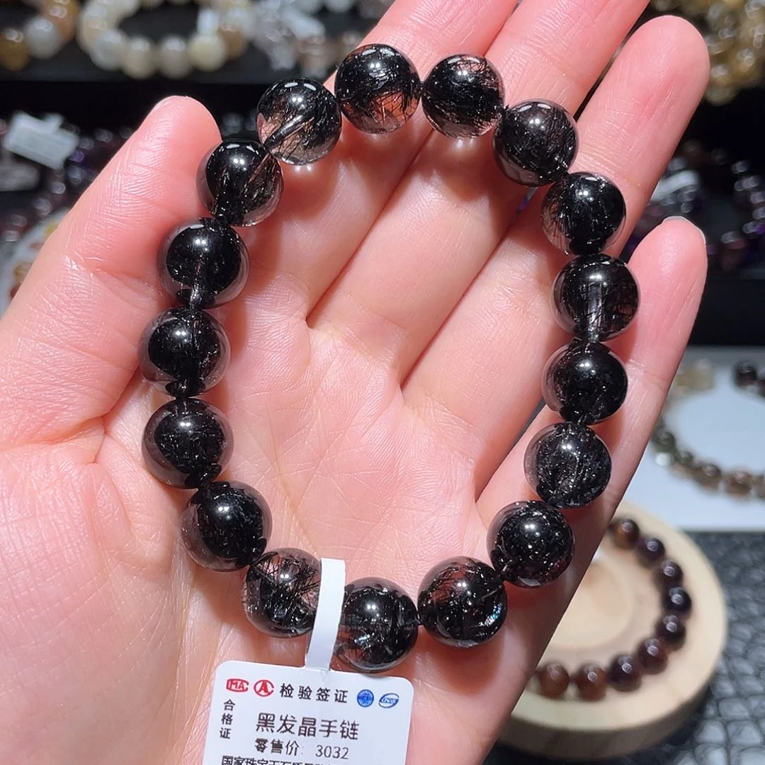 水晶手链未镶嵌黑发晶手链，晶体通透