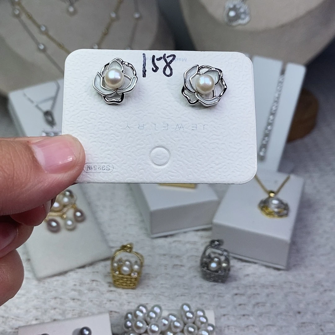 耳饰淡水珍珠银S925镶嵌