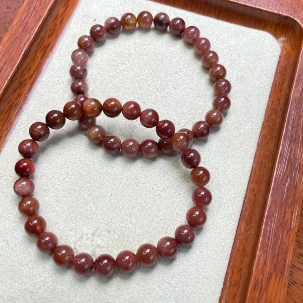 【艺品堂】6-7mm 红兔毛 手链 多样性发一 孤品