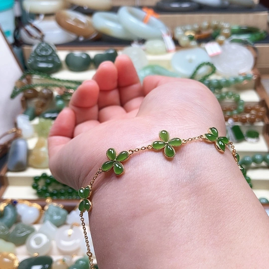 银S925镶嵌手链和田玉