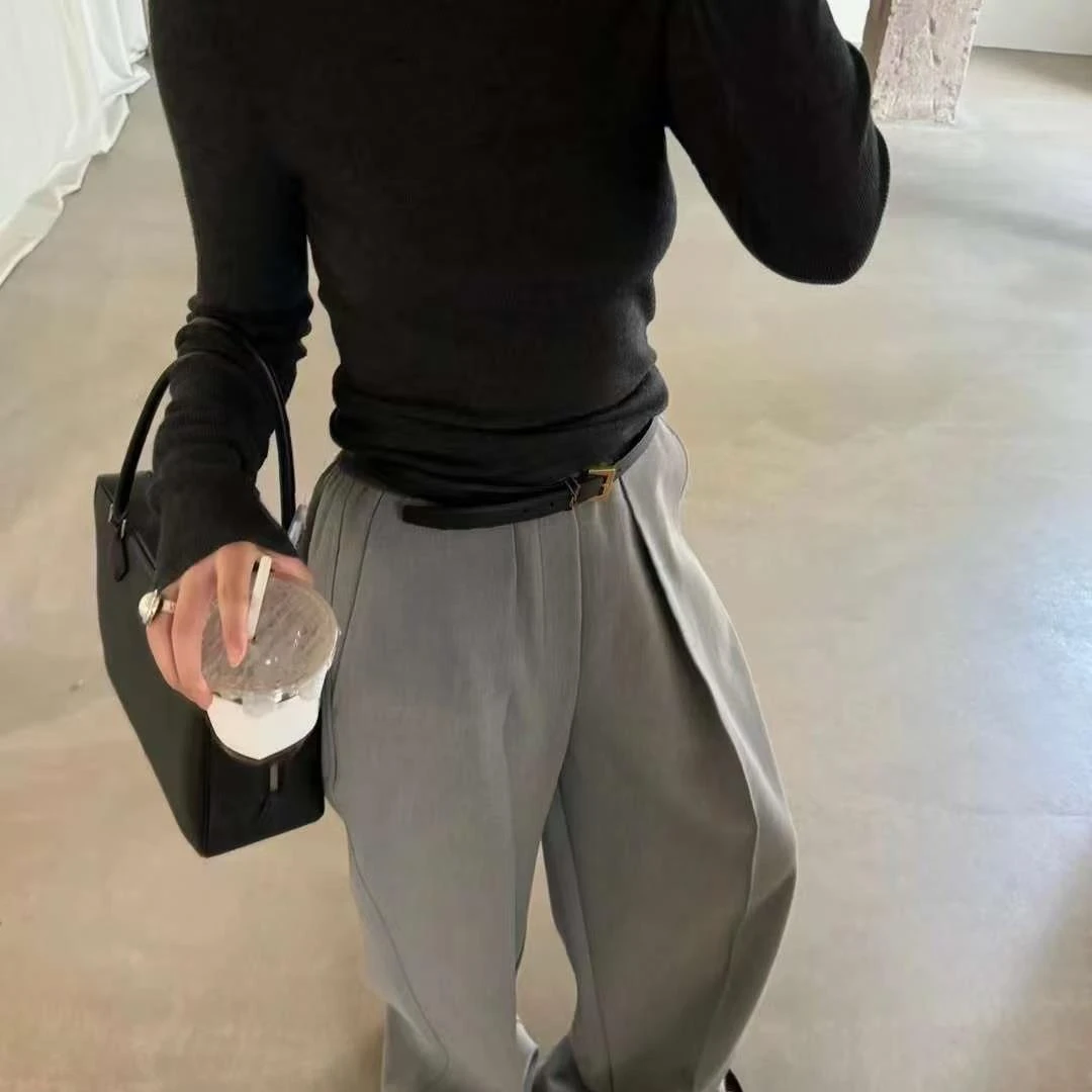 小小酱时尚秋冬百搭休闲纯色高领羊毛衫