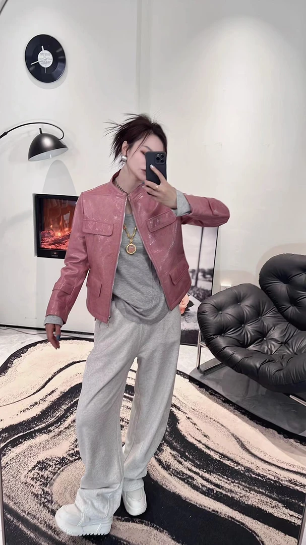 【冰依恋】悄然心动-休闲时尚百搭香风春秋短款韩版皮衣外套