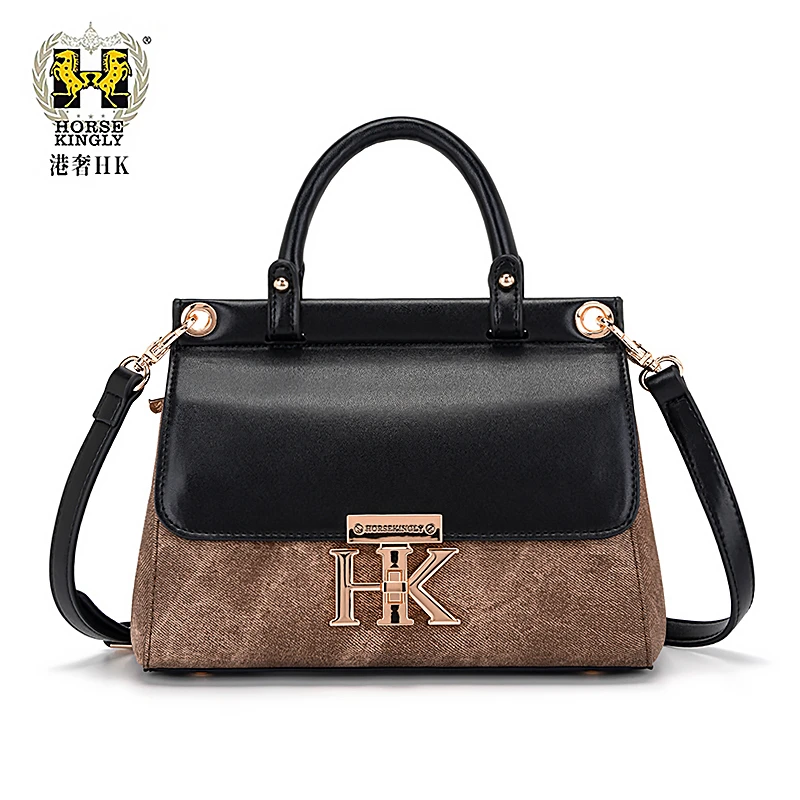 Horse Kingly女士刺绣包经典单肩包斜跨撞色手提女包1057送礼盒