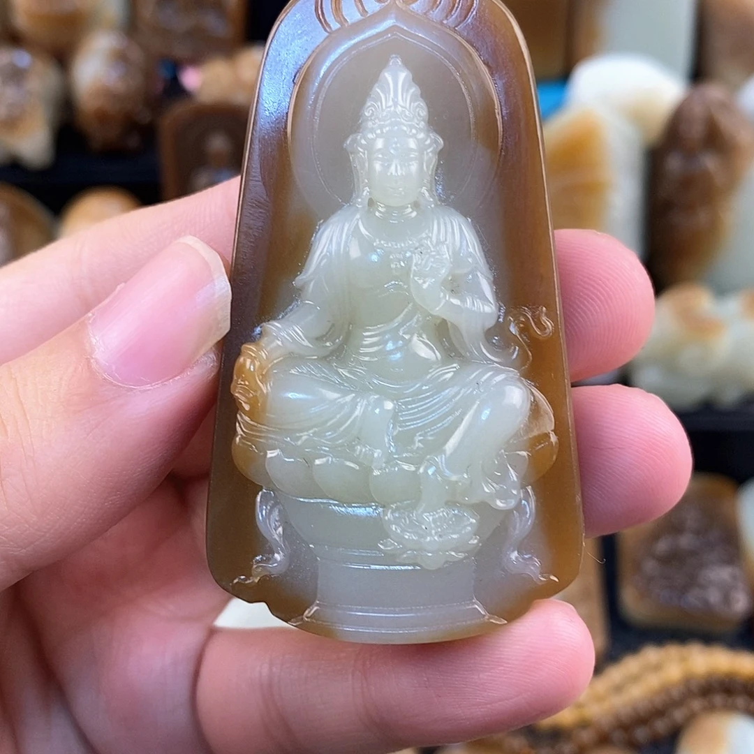 对***对和田玉未镶嵌挂件