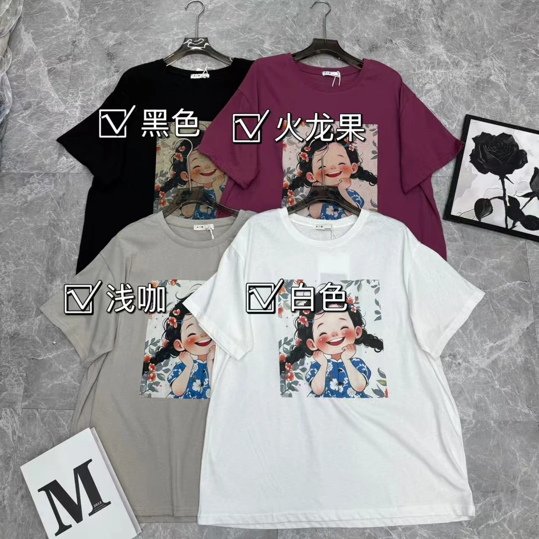 夏季新款 韩版休闲花花小女孩洋气款 宽松半袖