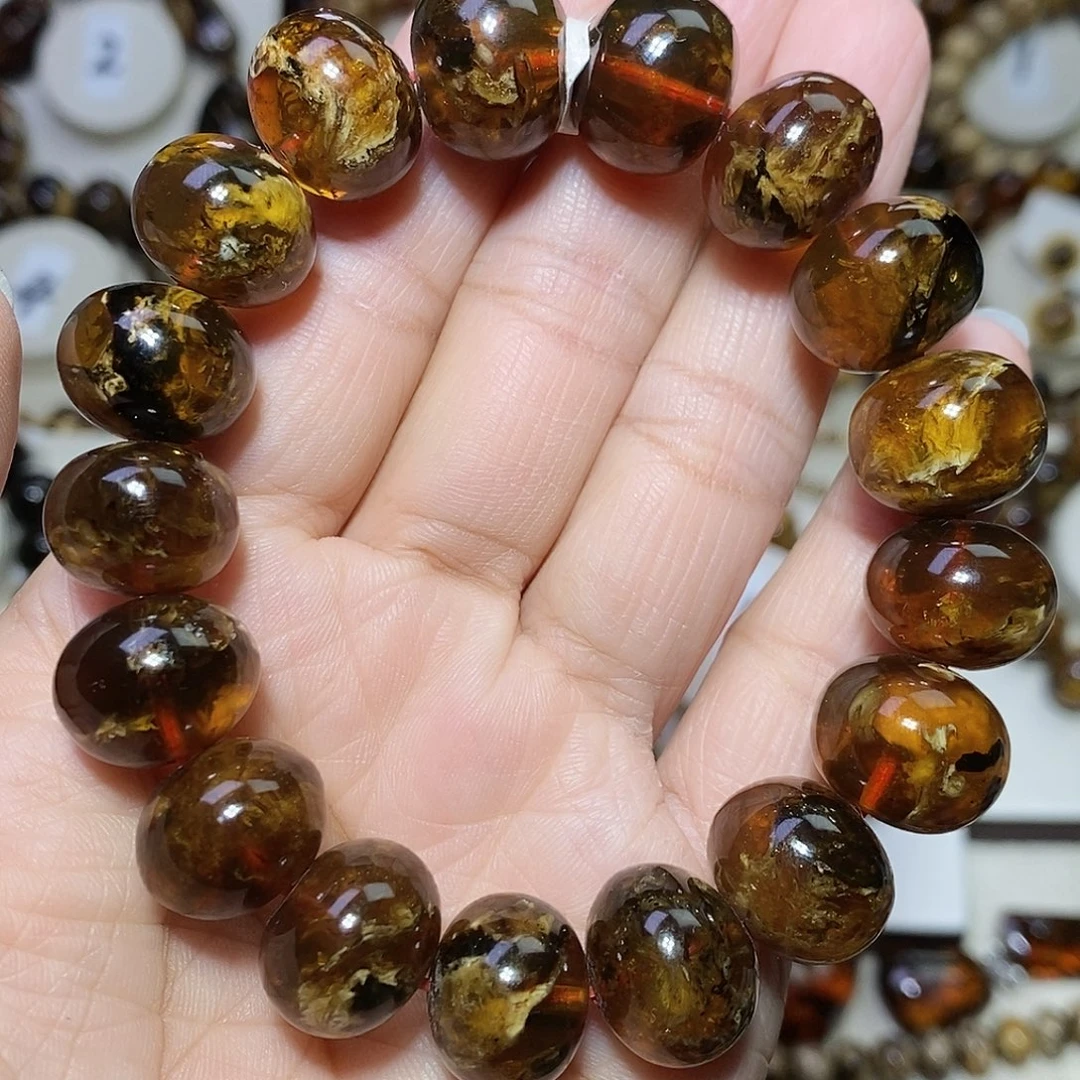 琥珀未镶嵌裸石溶洞蜡花15m