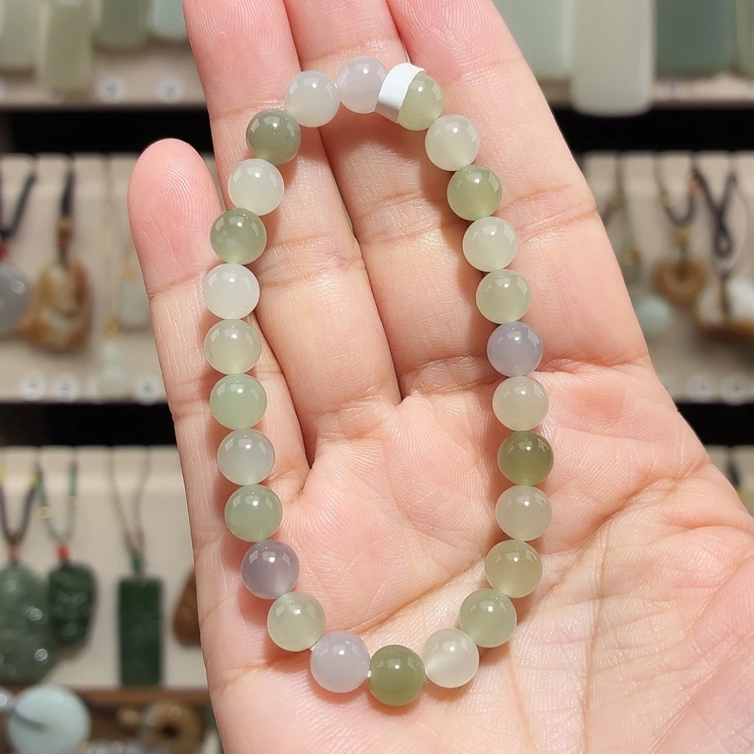 和田玉未镶嵌颈饰福利款多宝手串卡7左右微瑕疵