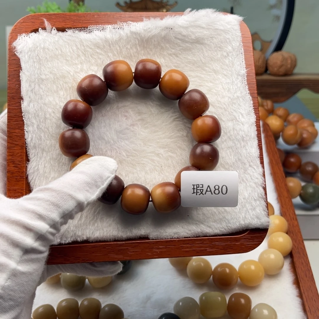 菩提根/象牙果手串16mm桶珠瑕A80