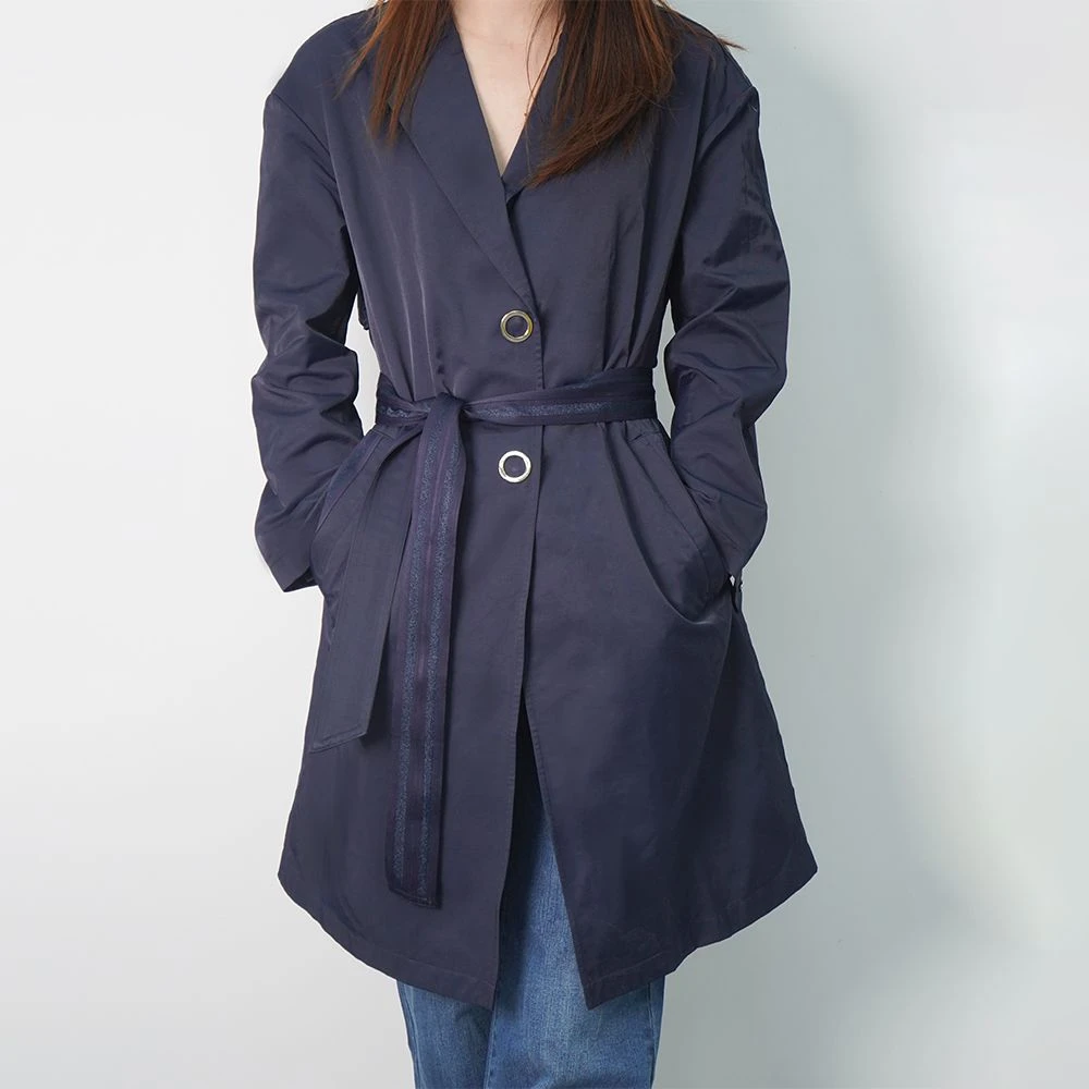 LUDICO新款蓝色长风衣