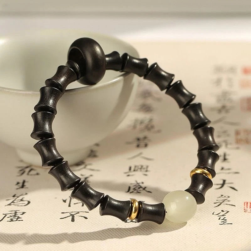 A89 黑檀木竹节复古素串禅意手串（无礼盒）