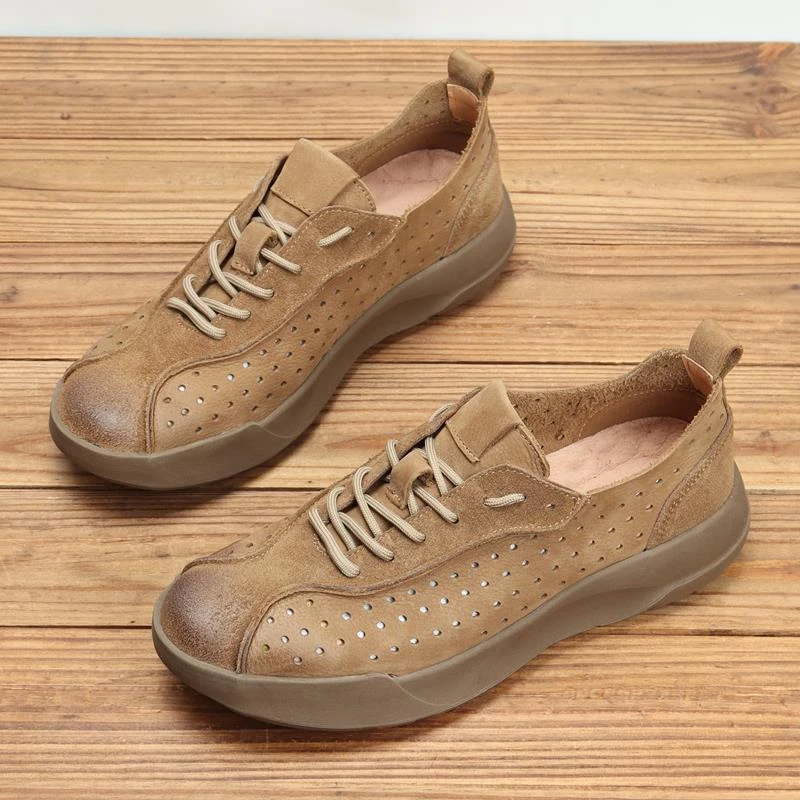 秋季休闲男鞋真皮打孔透气软皮镂空皮鞋防滑阿甘鞋复古百搭款柔软