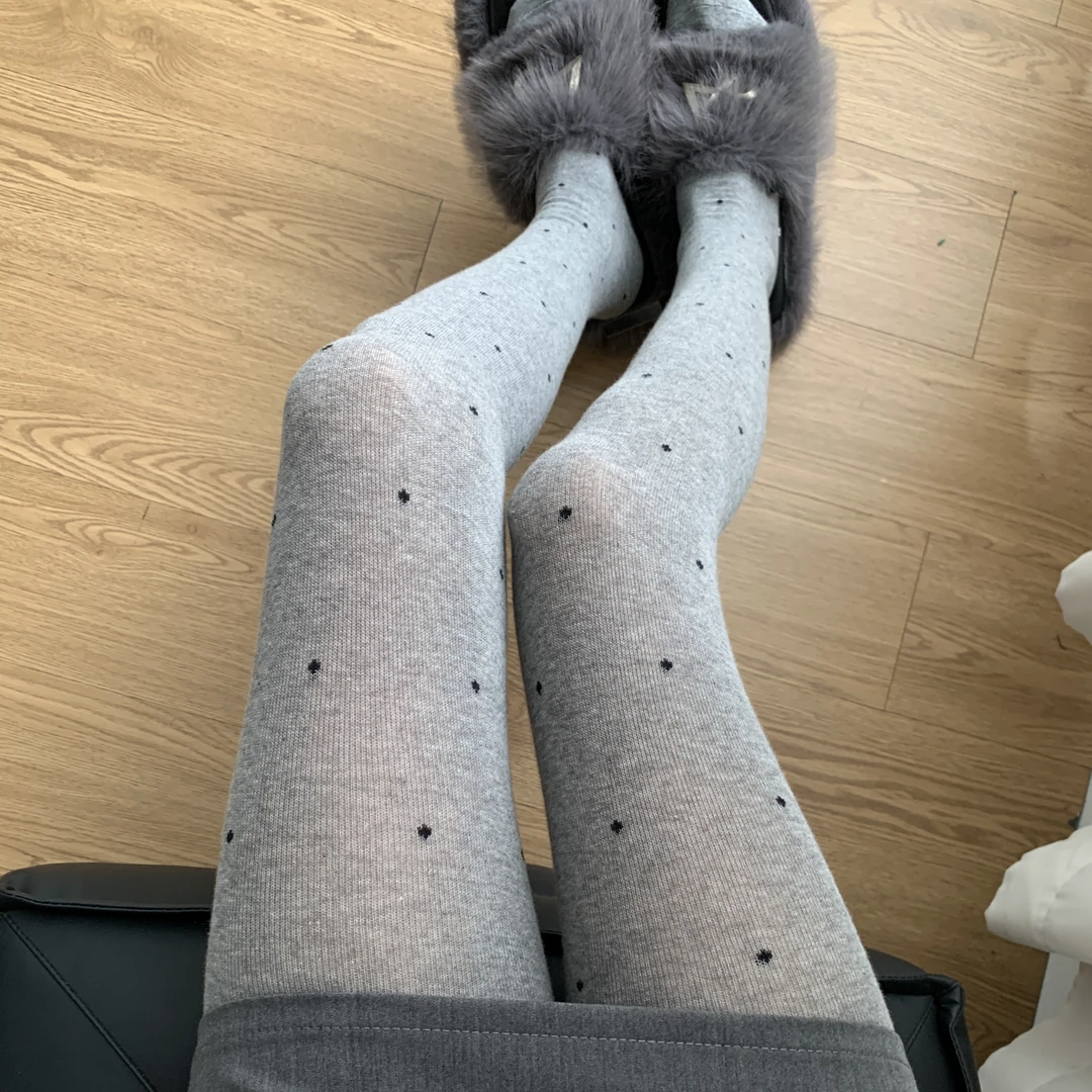 灰色波点丝袜女春秋透肉裤袜黑色天鹅绒连裤袜微透显瘦