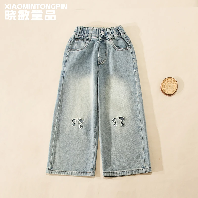 镂空蝴蝶结牛仔裤3C3733