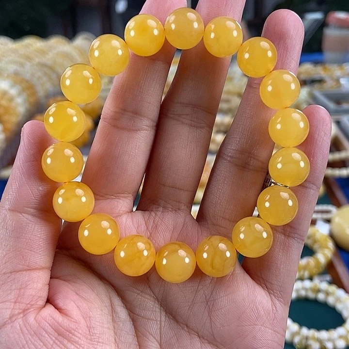 琥珀未镶嵌珠宝奇石11+鸡油红圆珠16.25