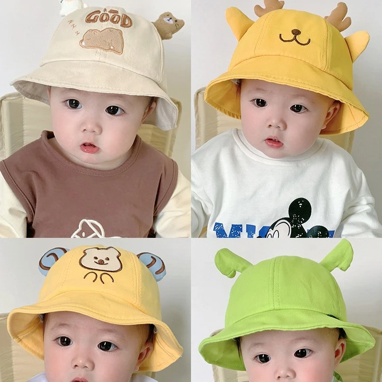 宝宝防晒帽子春秋薄款夏季儿童遮阳帽男童婴儿可爱盆帽女童渔夫帽