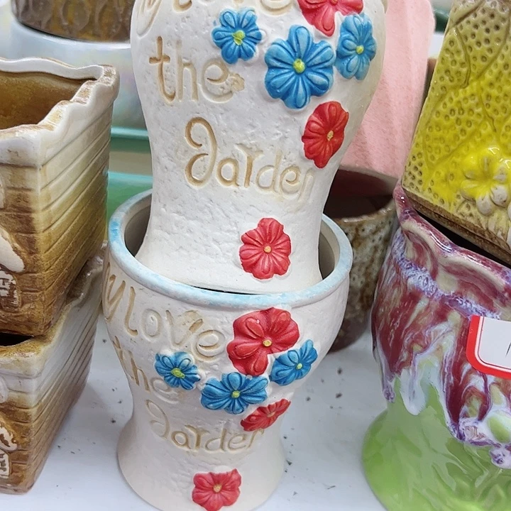 多肉绿植陶瓷花盆9.9包邮，有孔