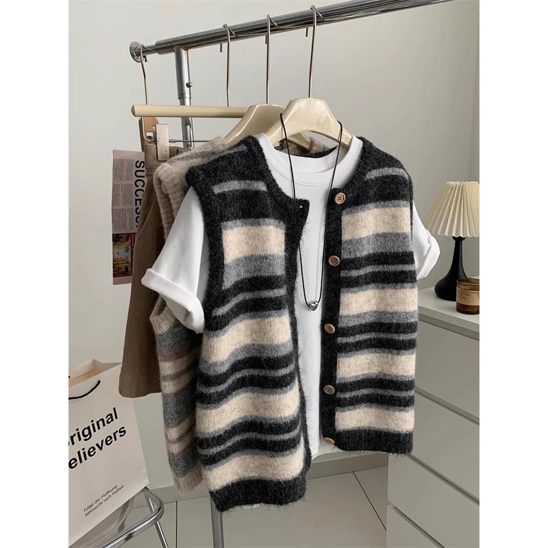 秋冬高级感洋气叠穿内搭开衫针织衫毛衣背心女马甲坎肩外穿上衣服