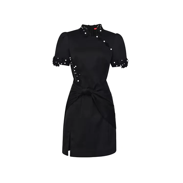 LeFame/拉飞姆【林允同款】24夏新中式摩登小黑裙LF24X00SO322