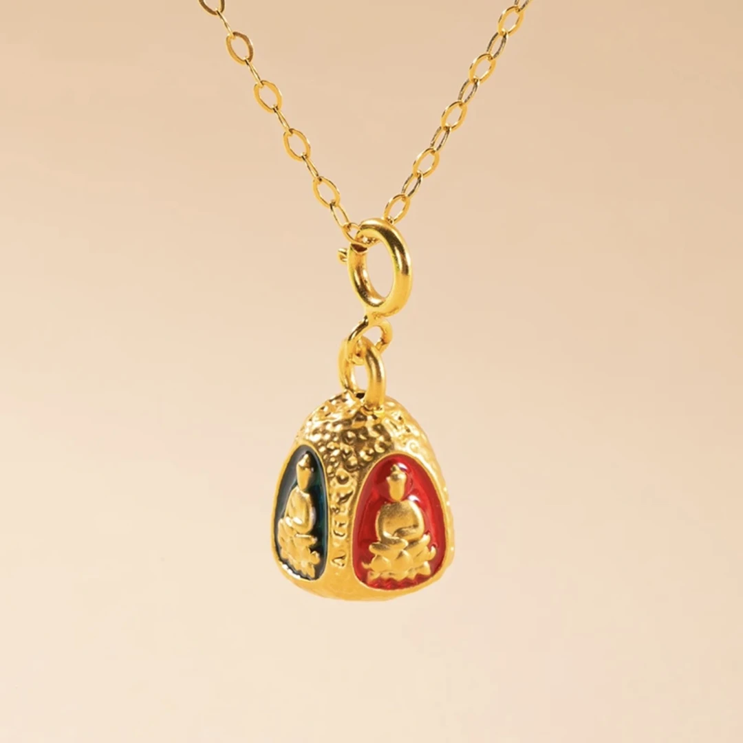 【宝曼珠宝】18K金四面佛小滴溜万能扣配件 不含链卡12X7mm