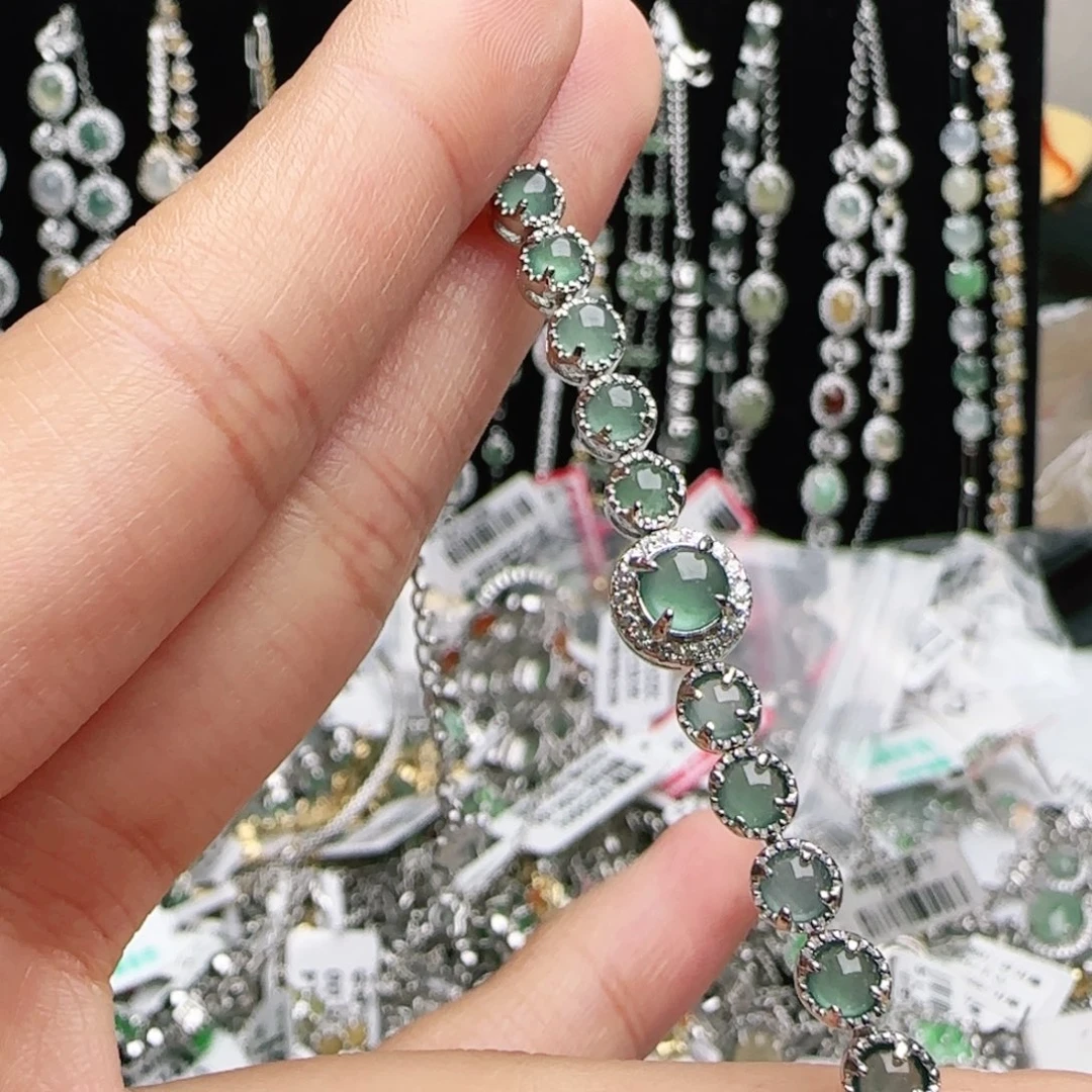 银S925镶嵌手链翡翠