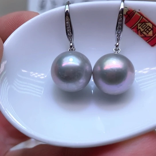 淡水珍珠耳饰银S925镶嵌