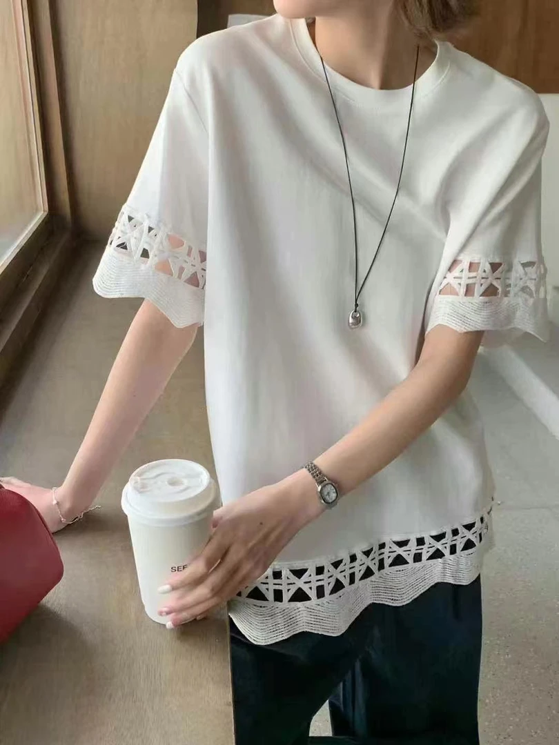 6558【PINGJIE】2025高货时尚宽松休闲潮流舒适百搭洋气短袖