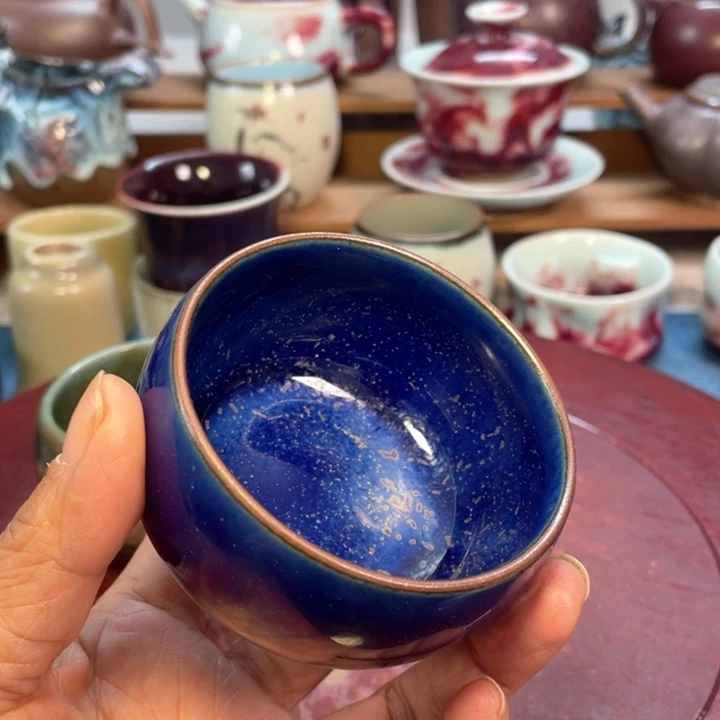 摆件钧瓷星空蓝罗汉杯