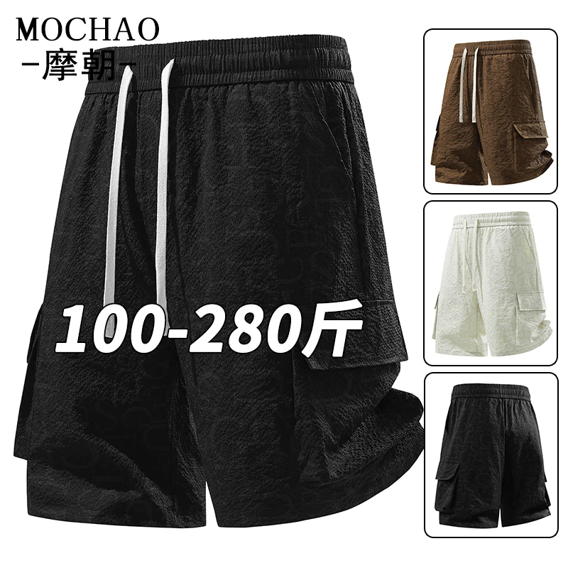摩朝日系潮牌满印工装短裤男士夏季新款宽松百搭大码直筒五分裤子